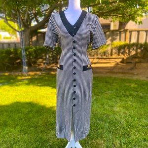 Vintage Ruby Houndstooth Black & White Dress Size Medium
